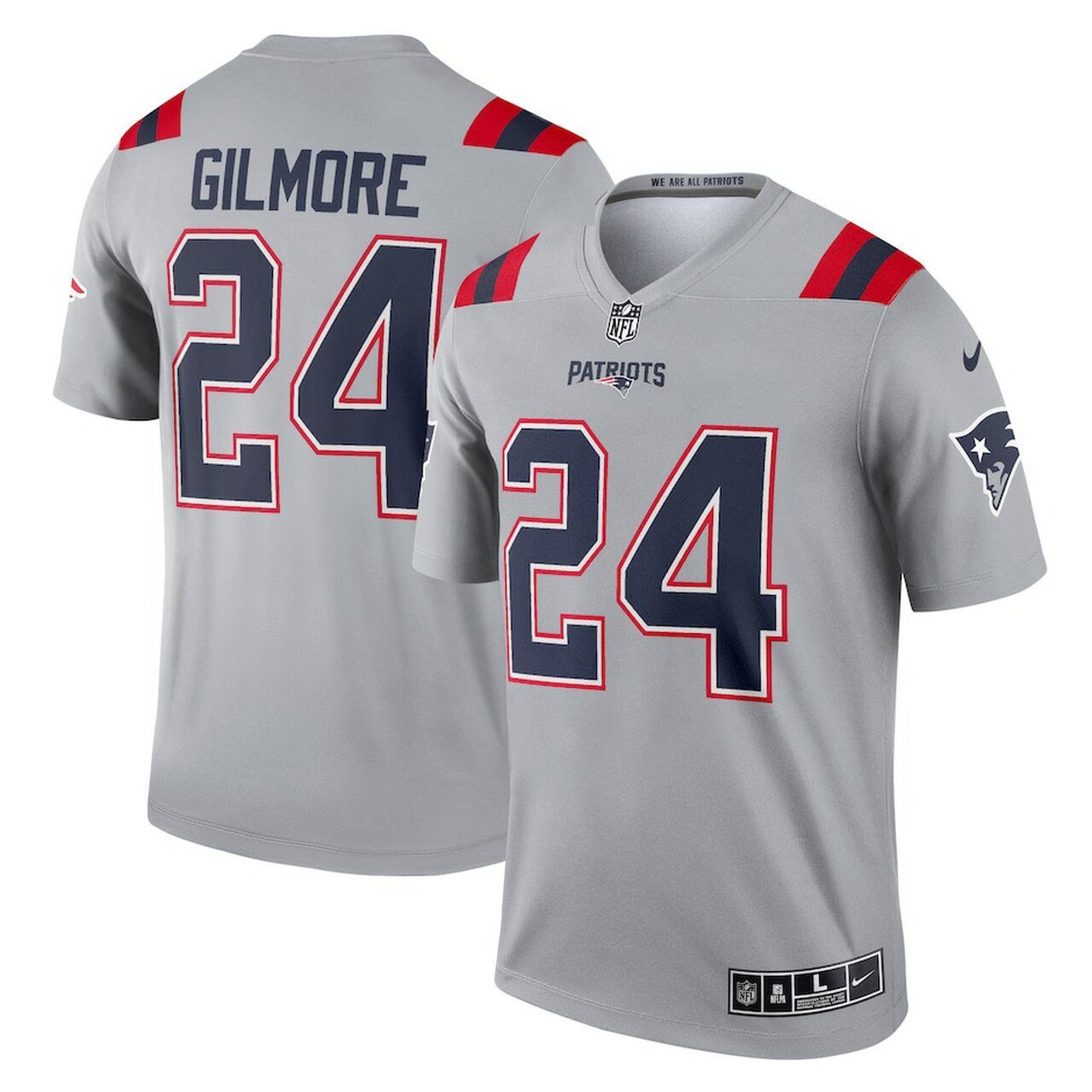 Men New England Patriots 24 Stephon Gilmore Nike Grey Inverted Legend NFL Jersey